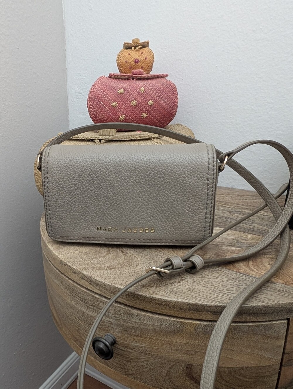 Marc Jacobs Taupe Pebbled Leather Crossbody Bag